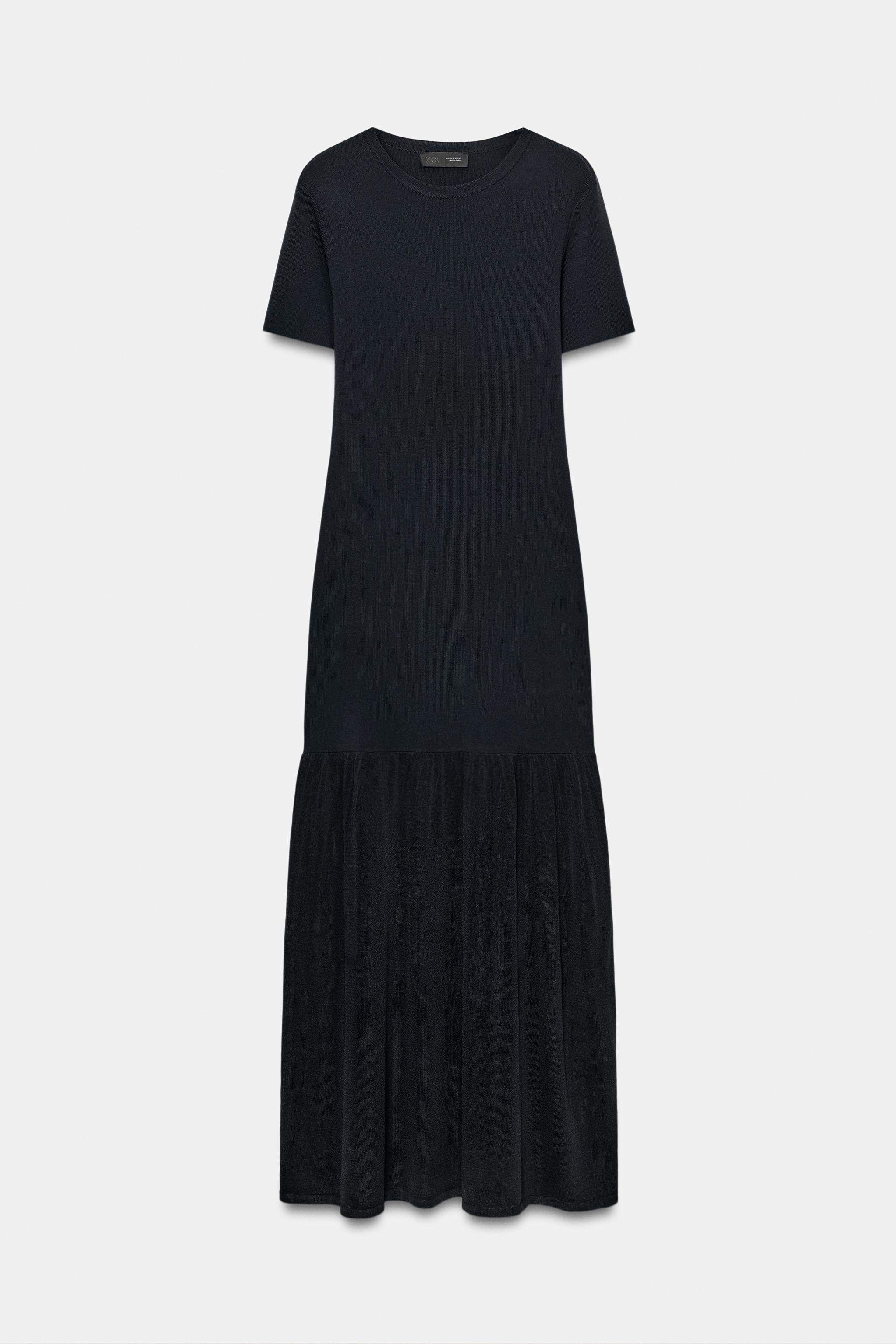 LONG COMBINATION KNIT DRESS